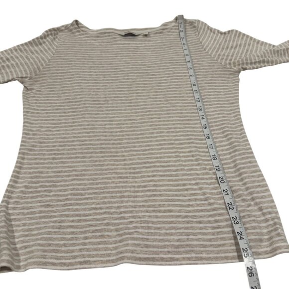 Vineyard Vines Tan Cream Striped Boatneck 3/4‎ Sleeves Top Size M - Picture 6 of 6